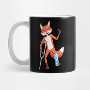 On crutches - cartoon fox Mug